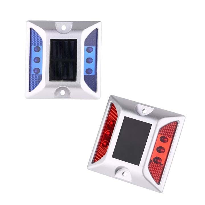 Mắt mèo nhôm nhấp nháy Mặt trời LED Đường đệm mắt mèo cho an toàn giao thông